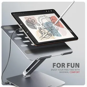 AXAGON HMC-STND, stojan pre 10"-17" notebooky, USB 5Gbps húb, 3x USB-A, HDMI 4k/60Hz, RJ-45, PD 100W, kábel USB-C 60cm - Použité
