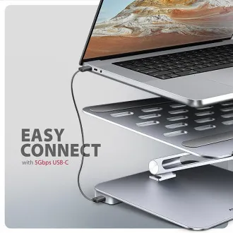 AXAGON HMC-STND, stojan pre 10"-17" notebooky, USB 5Gbps húb, 3x USB-A, HDMI 4k/60Hz, RJ-45, PD 100W, kábel USB-C 60cm - Použité
