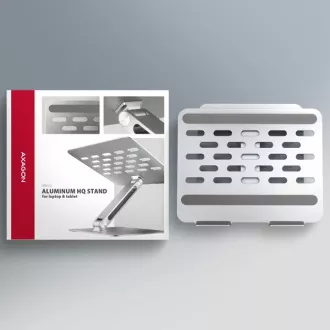 AXAGON STND-LQ hliníkový HQ stojan na notebook 10"-17.3" nastaviteľná výška a uhol, šedý