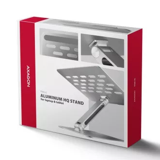 AXAGON STND-LQ hliníkový HQ stojan na notebook 10"-17.3" nastaviteľná výška a uhol, šedý