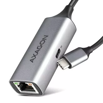AXAGON ADE-TXPD, USB-C 3.2 Gen 1 - Gigabit Ethernet sieťová karta, Asix AX88179, PD 100W, auto inštal