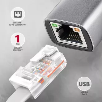 AXAGON ADE-TXPD, USB-C 3.2 Gen 1 - Gigabit Ethernet sieťová karta, Asix AX88179, PD 100W, auto inštal