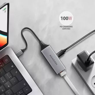 AXAGON ADE-TXPD, USB-C 3.2 Gen 1 - Gigabit Ethernet sieťová karta, Asix AX88179, PD 100W, auto inštal