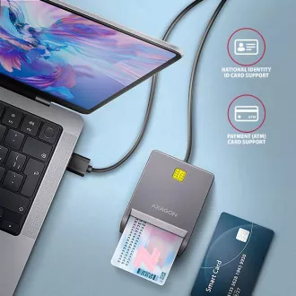 AXAGON CRE-SM3T, USB-A FlatReader čítačka kontaktných kariet Smart card (eObčanka), kábel 1.3m AXAGON CRE-SM3T, USB-A FlatReader čítačka kontaktných kariet Smart card (eObčanka), kábel 1.3m