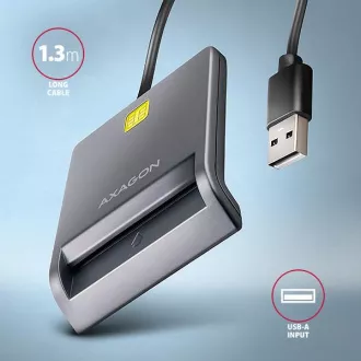 AXAGON CRE-SM3T, USB-A FlatReader čítačka kontaktných kariet Smart card (eObčanka), kábel 1.3m AXAGON CRE-SM3T, USB-A FlatReader čítačka kontaktných kariet Smart card (eObčanka), kábel 1.3m