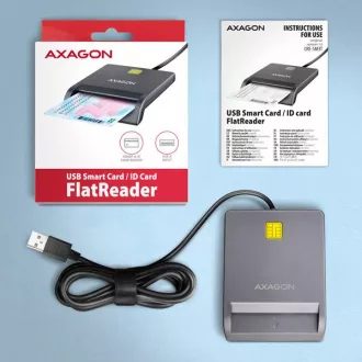 AXAGON CRE-SM3T, USB-A FlatReader čítačka kontaktných kariet Smart card (eObčanka), kábel 1.3m AXAGON CRE-SM3T, USB-A FlatReader čítačka kontaktných kariet Smart card (eObčanka), kábel 1.3m