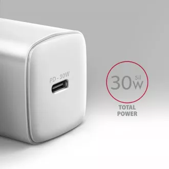 AXAGON ACU-PD30W, Sil nabíjačka do siete 30W, 1x port USB-C, PD3.0/PPS/QC4+/SFC/AFC/Apple, biela