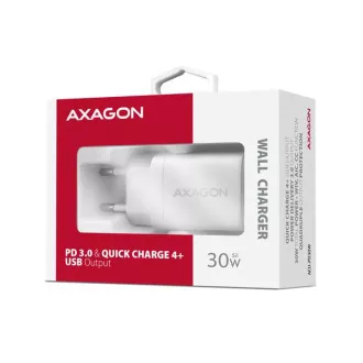 AXAGON ACU-PD30W, Sil nabíjačka do siete 30W, 1x port USB-C, PD3.0/PPS/QC4+/SFC/AFC/Apple, biela
