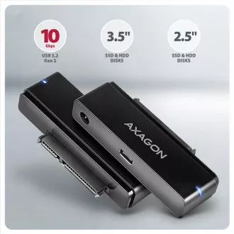 AXAGON ADSA-FPX, USB-C 10Gbps - SATA 6G, 2.5 "/3.5" SSD / HDD FAST PORT X adaptér, vr. AC napájače