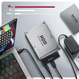 AXAGON ADSA-FPX, USB-C 10Gbps - SATA 6G, 2.5 "/3.5" SSD / HDD FAST PORT X adaptér, vr. AC napájače