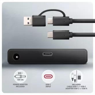 AXAGON ADSA-FPX, USB-C 10Gbps - SATA 6G, 2.5 "/3.5" SSD / HDD FAST PORT X adaptér, vr. AC napájače