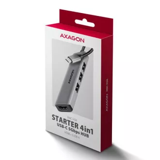 AXAGON HMC-H3A, USB 5Gbps húb, 3x USB-A, HDMI 4k/30Hz, kábel USB-C 15cm AXAGON HMC-H3A, USB 5Gbps húb, 3x USB-A, HDMI 4k/30Hz, kábel USB-C 15cm