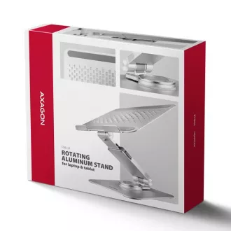 AXAGON STND-LR hliníkový stojan na notebook 10"-17.3" nastaviteľná výška a uhol, otočný, šedý