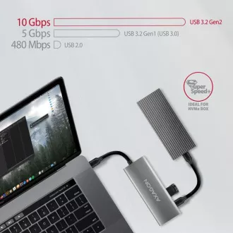 AXAGON HMC-5G21, USB 10Gb/s húb, porty 2x USB-A, 2x USB-C, HDMI 4k/30, PD 60W, kábel USB-C 13cm