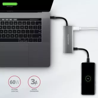 AXAGON HMC-5G21, USB 10Gb/s húb, porty 2x USB-A, 2x USB-C, HDMI 4k/30, PD 60W, kábel USB-C 13cm