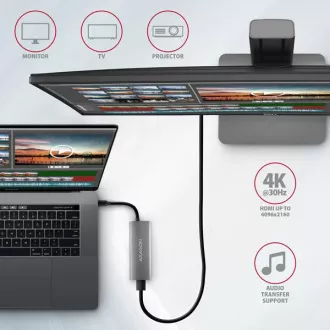 AXAGON HMC-5G21, USB 10Gb/s húb, porty 2x USB-A, 2x USB-C, HDMI 4k/30, PD 60W, kábel USB-C 13cm