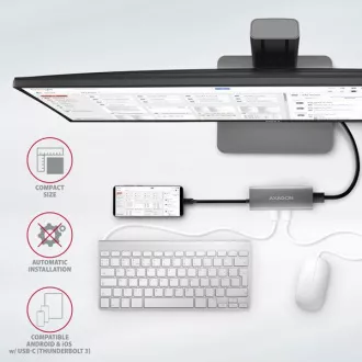 AXAGON HMC-5G21, USB 10Gb/s húb, porty 2x USB-A, 2x USB-C, HDMI 4k/30, PD 60W, kábel USB-C 13cm