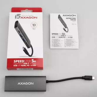 AXAGON HMC-5G21, USB 10Gb/s húb, porty 2x USB-A, 2x USB-C, HDMI 4k/30, PD 60W, kábel USB-C 13cm