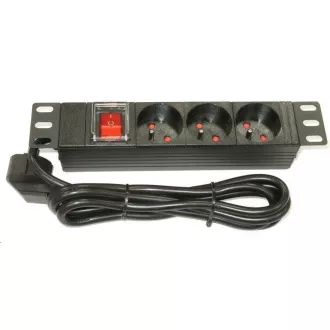 10" rozvodný panel XtendLan 3x230V, ČSN, vypínač, indikátor napätia, kábel 1, 8m, 1U