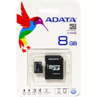 ADATA MicroSDHC karta 8GB Class 4 + SD adaptér
