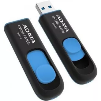 ADATA Flash 64GB UV128, USB 3.1 Dash Drive (R:90/W:40 MB/s) čierna/modrá ADATA Flash 64GB UV128, USB 3.1 Dash Drive (R:90/W:40 MB/s) čierna/modrá