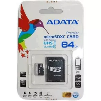 ADATA MicroSDXC karta 64GB Premier UHS-I Class 10 + SD adaptér