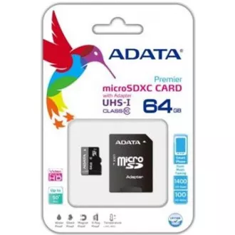 ADATA MicroSDXC karta 64GB Premier UHS-I Class 10 + SD adaptér