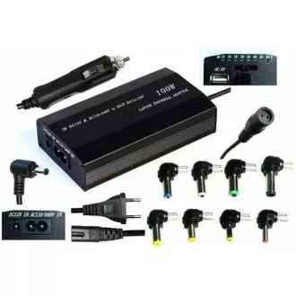 EUROCASE univerzálny napájací adaptér 100W, AC 110-240V/CAR DC 12V, DC 12-20, 9 koncoviek