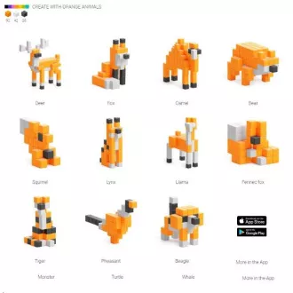 PIXIO Orange Animals magnetická stavebnica