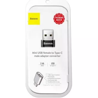 Baseus adaptér USB samec na USB-C samica 3A, OTG, čierna