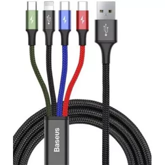 Baseus rýchly nabíjací / dátový kábel 4v1 Lightning + 2* USB-C + Micro USB 3, 5A 1, 2m, čierna