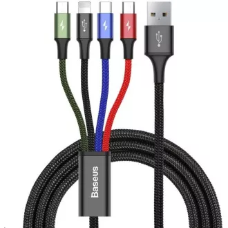Baseus rýchly nabíjací / dátový kábel 4v1 Lightning + 2* USB-C + Micro USB 3, 5A 1, 2m, čierna