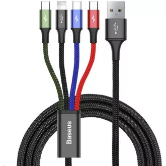 Baseus rýchly nabíjací / dátový kábel 4v1 2* Lightning + USB-C + Micro USB 3, 5A 1, 2m, čierna Baseus rýchly nabíjací / dátový kábel 4v1 2* Lightning + USB-C + Micro USB 3, 5A 1, 2m, čierna