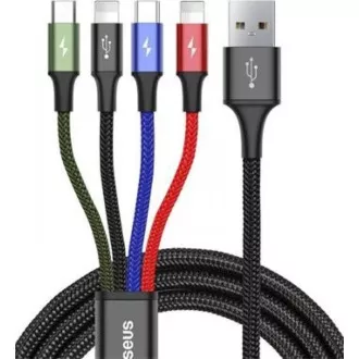 Baseus rýchly nabíjací / dátový kábel 4v1 2* Lightning + USB-C + Micro USB 3, 5A 1, 2m, čierna Baseus rýchly nabíjací / dátový kábel 4v1 2* Lightning + USB-C + Micro USB 3, 5A 1, 2m, čierna