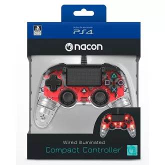 Nacon Wired Compact Controller - ovládač pre PlayStation 4 - priehľadný červený Nacon Wired Compact Controller - ovládač pre PlayStation 4 - priehľadný červený