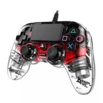 Nacon Wired Compact Controller - ovládač pre PlayStation 4 - priehľadný červený Nacon Wired Compact Controller - ovládač pre PlayStation 4 - priehľadný červený