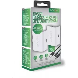 VENOM VS2872 Xbox Series S/X & One White Twin Battery Pack + 3 meter cable