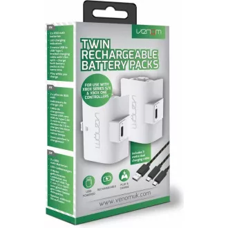 VENOM VS2872 Xbox Series S/X & One White Twin Battery Pack + 3 meter cable