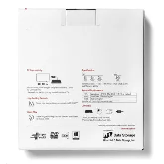 HITACHI LG - externá mechanika DVD-W/CD-RW/DVD±R/±RW/RAM GP57EW40, Slim, White, box+SW - Použité
