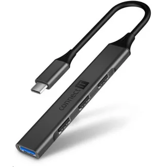 CONNECT IT USB-C hub, (1xUSB-A 3.0, 3xUSB-A 2.0), externý, antracitová