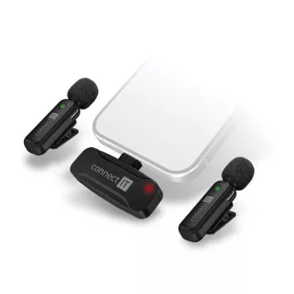 CONNECT IT Mikrofón ClipMic, 2x Bezdrôtový Lavalier mikrofón s prijímačom, Lightning konektor, čierna CONNECT IT Mikrofón ClipMic, 2x Bezdrôtový Lavalier mikrofón s prijímačom, Lightning konektor, čierna