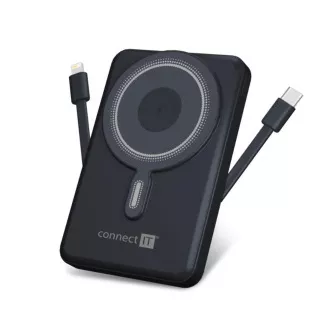 CONNECT IT Powerbanka TravelCharge, MagSafe, 10000mAh, USB-C, Lightning, Šedá