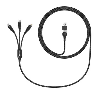 CONNECT IT Nabíjací kábel Wirez 6v1, USB-C/USB, Lightning + 2x USB-C, 1.25m, čierna