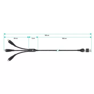 CONNECT IT Nabíjací kábel Wirez 6v1, USB-C/USB, Lightning + 2x USB-C, 1.25m, čierna