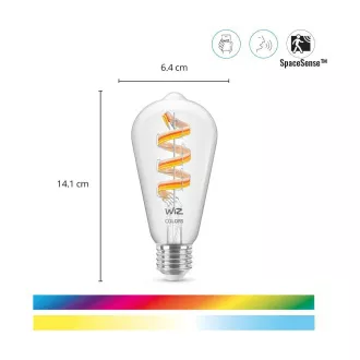 PHILIPS WiZ Wi-Fi BLE ST64 E27 6, 3 W - farebná žiarovka, nastaviteľná teplota, stmievateľná