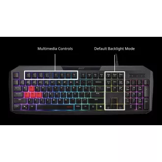 ACER Nitro Gaming Keyboard 100, Membrane Switch, 26 Anti-ghosting klávesov, životnosť 3 mil. stiskov, 7 zón RGB podsviec ACER Nitro Gaming Keyboard 100, Membrane Switch, 26 Anti-ghosting klávesov, životnosť 3 mil. stiskov, 7 zón RGB podsviec
