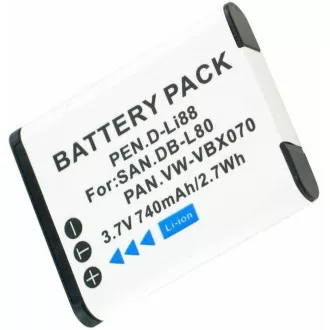 Braun akumulátor PENTAX D-Li88, Sanyo DB-L80, Panasonic VBX070, 090, 740mAh