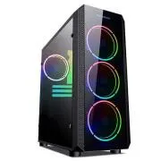 VeinX case Mars MAR01A Mid Tower, bez zdroja, 3xUSB, priehľadná bočnica, 4xARGB Fan 120mm, čierna - Rozbalené