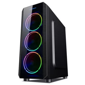 VeinX case Mars MAR01A Mid Tower, bez zdroja, 3xUSB, priehľadná bočnica, 4xARGB Fan 120mm, čierna