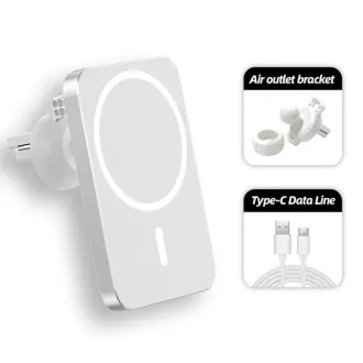 1stCOOL bezdrôtová QI nabíjačka 15W, magnetická, do auta, MagSafe kompatibilná, biela